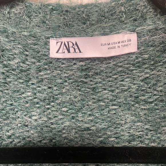 Zara Marl Green long Neck Cardigan - Picture 3 of 9